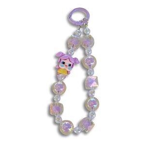 Pop Mart Cry Baby purple Bag Charm Sparkly Beaded Purse Charm Keychain Accessory